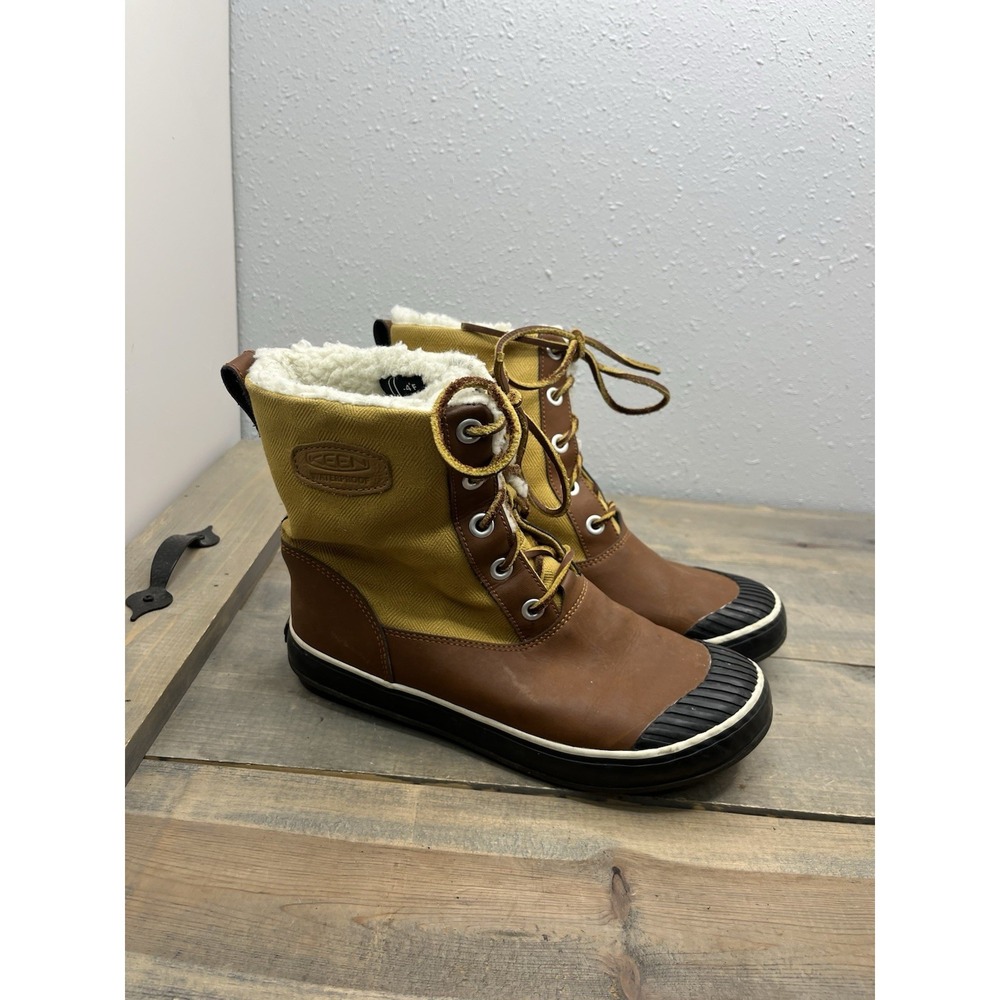 KEEN Women's Elsa Size 8.5 Waterproof Insulated Rubber Snow Boots Tan Brown